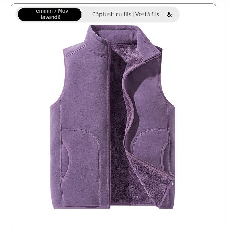 Vestă de fleece personalizată, haine de lucru personalizate, haine de grup, culoare solidă, slim fit, guler vertical, vestă Shake, căptușită cu fleece, vestă îngroșată transfrontalieră