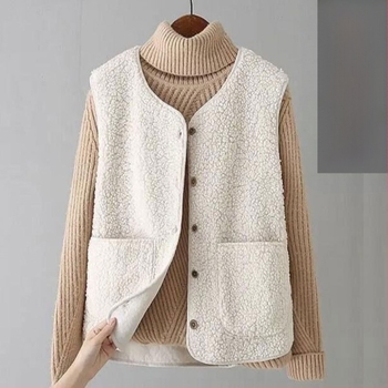 Vestă de pluș din blană de miel pentru femei, mărime plus, îmbrăcăminte de iarnă exterioară 2023, vestă dintr-o singură bucată, vestă, jachetă