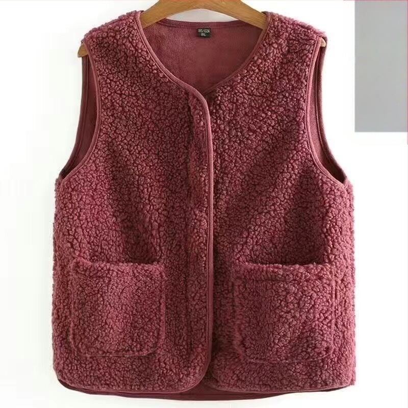 Vestă de pluș din blană de miel pentru femei, mărime plus, îmbrăcăminte de iarnă exterioară 2023, vestă dintr-o singură bucată, vestă, jachetă
