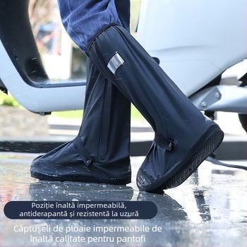 Huse de încălțăminte impermeabile pentru bărbați și femei, huse de încălțăminte din silicon antiderapant, impermeabile, pentru exterior, cu tub înalt, din PVC, îngroșate, rezistente la uzură, cu tub mediu, en-gros, reflectorizante