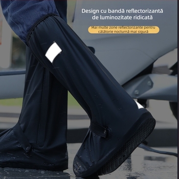 Huse de încălțăminte impermeabile pentru bărbați și femei, huse de încălțăminte din silicon antiderapant, impermeabile, pentru exterior, cu tub înalt, din PVC, îngroșate, rezistente la uzură, cu tub mediu, en-gros, reflectorizante
