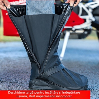 Husă de încălțăminte de ploaie impermeabilă, curea integrată nouă, impermeabilă, pentru motociclete, bărbați și femei