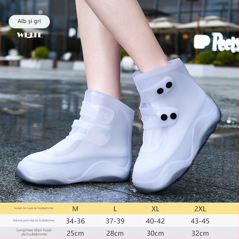 Husă nouă impermeabilă pentru încălțăminte, antiderapantă, anti-murdărire, îngroșată, rezistentă la uzură, portabilă, ușor de purtat și de scos, pentru copii adulți, husă de ploaie din silicon