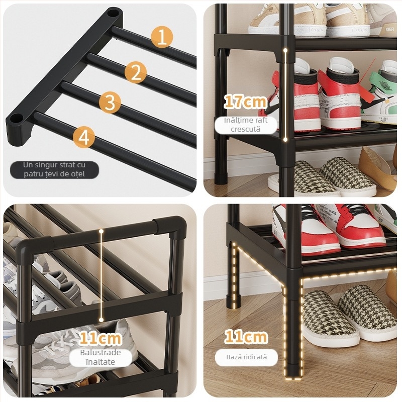 Suport pentru pantofi simplu pentru ușă, depozitare interioară, artefact, mic, îngust, pentru închiriere, dulap pentru pantofi pentru dormitor, multistrat, economie de spațiu
