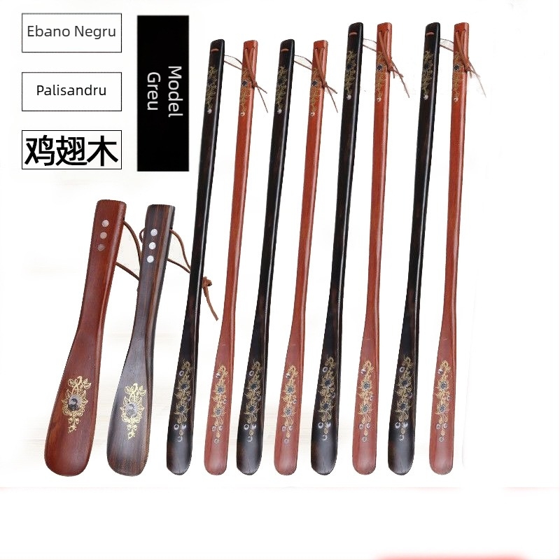 En-gros, meșteșuguri din mahon, extractor de pantofi lungi din lemn, imprimare, pantofi cu mâner lung, ridicare de pantofi din abanos, extragere de pantofi de uz casnic