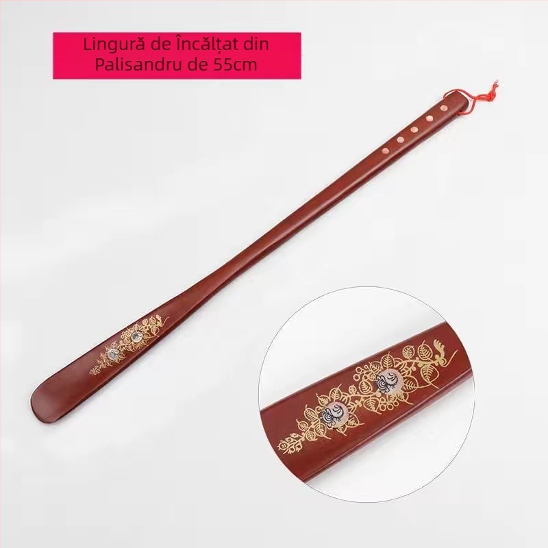 En-gros, meșteșuguri din mahon, extractor de pantofi lungi din lemn, imprimare, pantofi cu mâner lung, ridicare de pantofi din abanos, extragere de pantofi de uz casnic