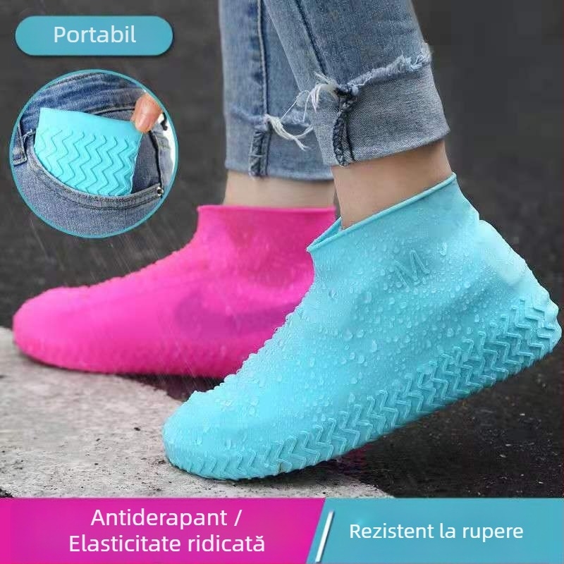 Huse de încălțăminte din silicon, huse de încălțăminte impermeabile și rezistente la ploaie pentru exterior, îngroșate, antiderapante și rezistente la uzură, huse portabile pentru cizme de ploaie din silicon, unisex