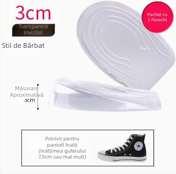 Brant interior transparent din silicon, pentru înălțime, invizibil, pentru călcâi, cu jumătate de pernă antiderapantă, pentru bărbați și femei, celebrități de internet, producător de branțuri interioare pentru înălțime