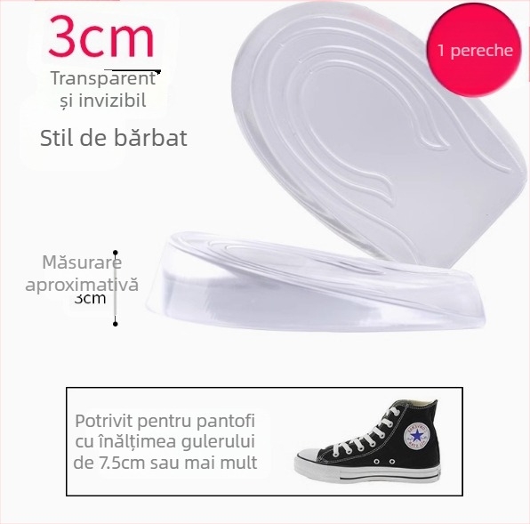 Brant interior transparent din silicon, pentru înălțime, invizibil, pentru călcâi, cu jumătate de pernă antiderapantă, pentru bărbați și femei, celebrități de internet, producător de branțuri interioare pentru înălțime