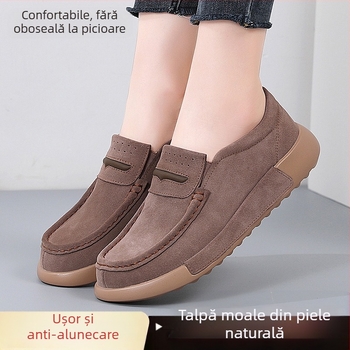 Pantofi de damă transfrontalieri plus size din piele naturală, pantofi casual pentru femei, pantofi single, toamna și iarna, pantofi de mamă confortabili cu fund moale, pentru vârste mijlocii și vârstnici