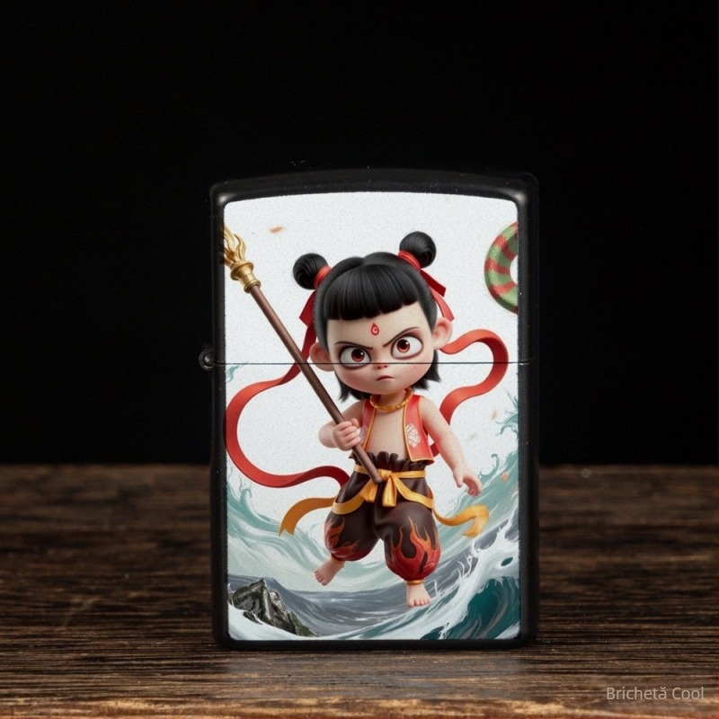 Brichetă cu kerosen periferică Nezha, retro, creativă, mică, cadou, metalică, rezistentă la vânt, stil clasic