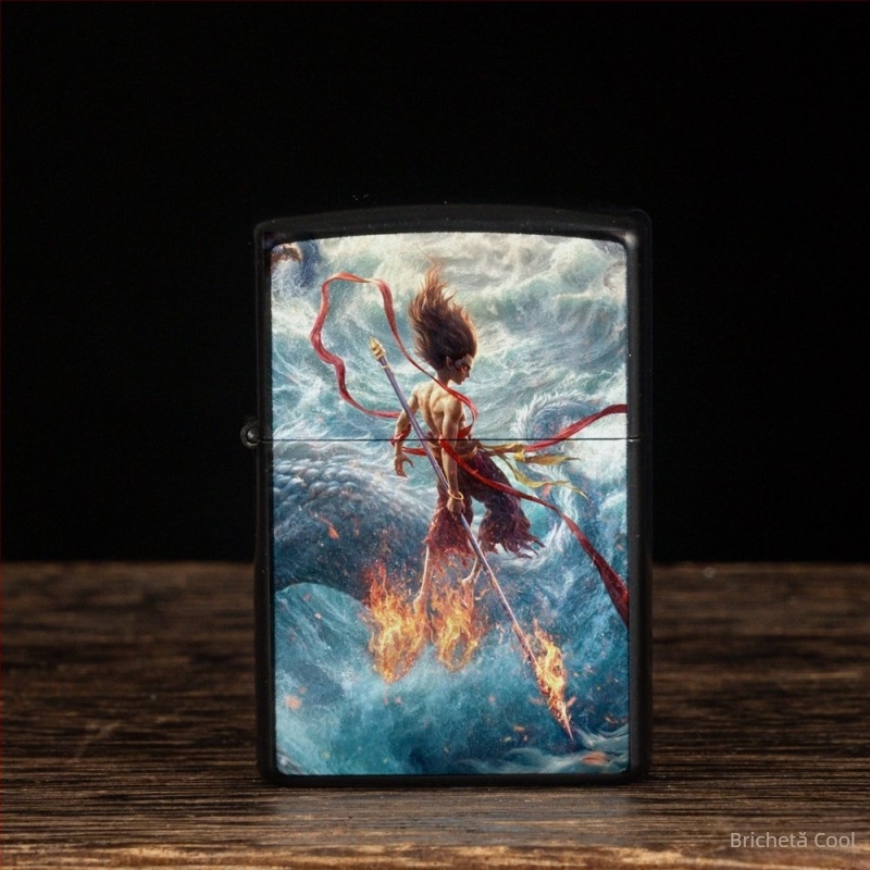 Brichetă cu kerosen periferică Nezha, retro, creativă, mică, cadou, metalică, rezistentă la vânt, stil clasic