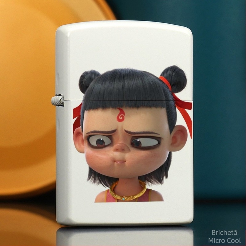 Brichetă cu kerosen periferică Nezha, retro, creativă, mică, cadou, metalică, rezistentă la vânt, stil clasic