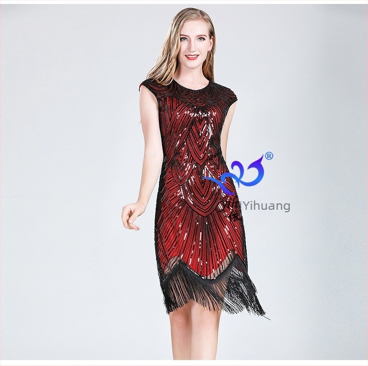 Rochie retro cu paiete 1920, rochie de bal Gatsby cu ciucuri, rochie de petrecere cu mărgele