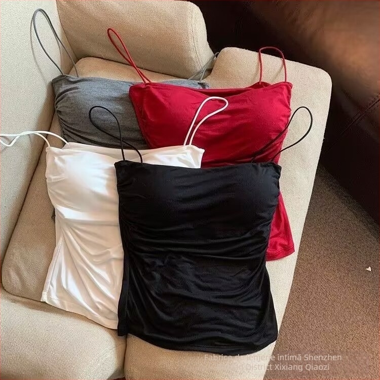 Camisola plisată Spice Girl Pure Desire pentru femei, curea subțire pentru umăr, stil dulce și fierbinte, fără mâneci, mărime mică