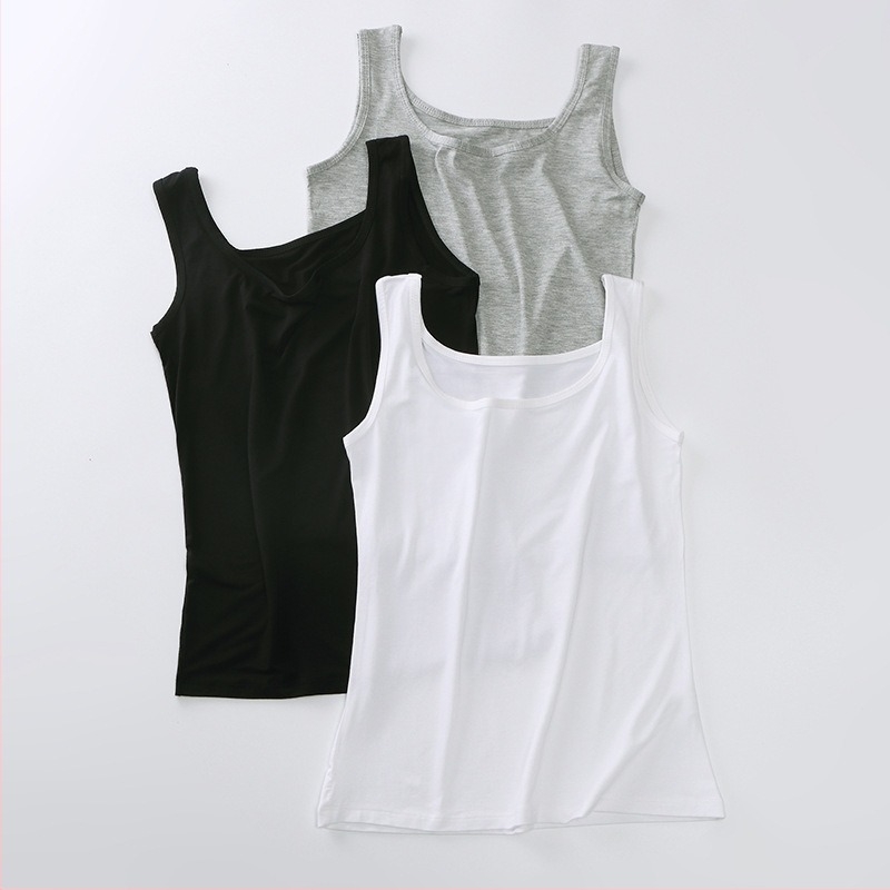 Vestă de primăvară și de vară din bumbac modal pentru femei, îmbrăcăminte exterioară all-match, sexy, fără mâneci, sport, camisol, tricou de bază pentru femei