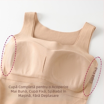 Vestă caldă cu guler pătrat autoîncălzitor fără sudură pentru femei, cu pernă de piept, slim-fit, hidratantă, toamnă și iarnă, top nou de bază