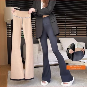 Pantaloni cu fund clopot pentru femei primăvara & toamna 2025 noi pantaloni scurți negri cu talie înaltă, drapați, subțiri, slim, casual, mici, micro-evazați, cu model copită de cal