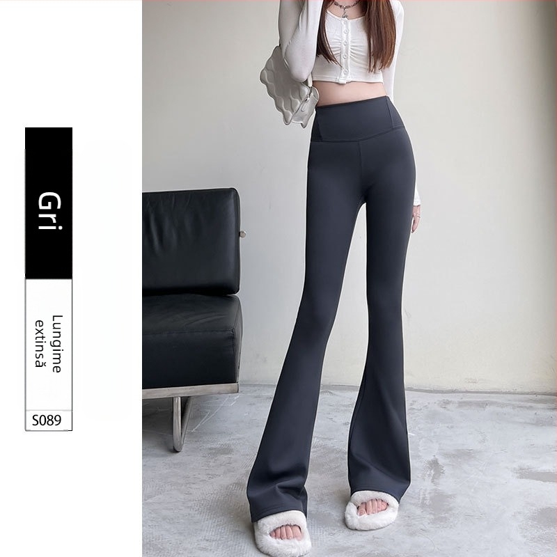 Pantaloni cu fund clopot pentru femei primăvara & toamna 2025 noi pantaloni scurți negri cu talie înaltă, drapați, subțiri, slim, casual, mici, micro-evazați, cu model copită de cal
