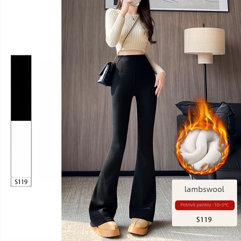 Pantaloni cu fund clopot pentru femei primăvara & toamna 2025 noi pantaloni scurți negri cu talie înaltă, drapați, subțiri, slim, casual, mici, micro-evazați, cu model copită de cal