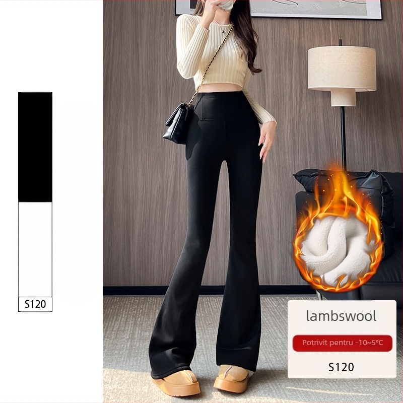 Pantaloni cu fund clopot pentru femei primăvara & toamna 2025 noi pantaloni scurți negri cu talie înaltă, drapați, subțiri, slim, casual, mici, micro-evazați, cu model copită de cal