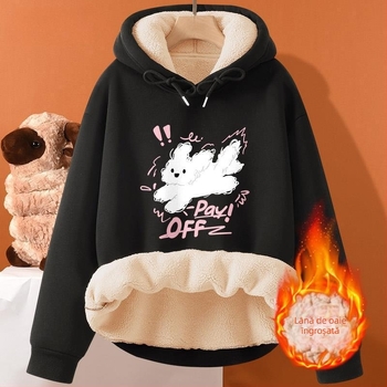 Hanorac cu glugă din piele de miel pentru bărbați, toamna și iarna, haine noi pentru cupluri, plus mărime, căptușit cu fleece, îngroșat, cald, casual, jachetă