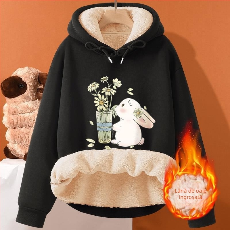 Hanorac cu glugă din piele de miel pentru bărbați, toamna și iarna, haine noi pentru cupluri, plus mărime, căptușit cu fleece, îngroșat, cald, casual, jachetă