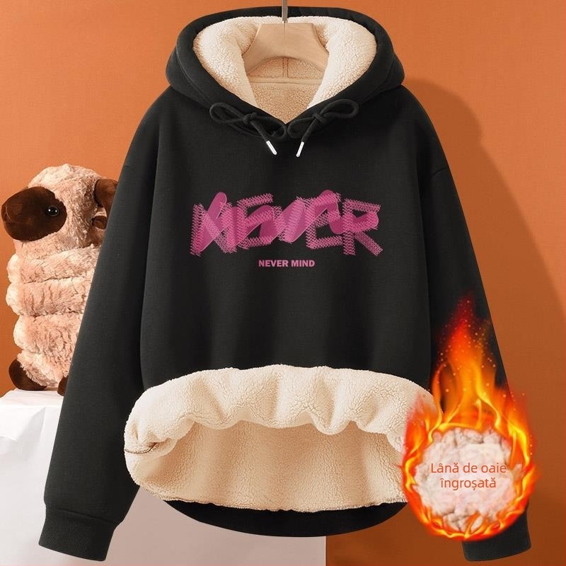 Hanorac cu glugă din piele de miel pentru bărbați, toamna și iarna, haine noi pentru cupluri, plus mărime, căptușit cu fleece, îngroșat, cald, casual, jachetă