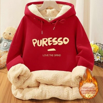 2024 Nou Iarnă cu căptușeală din fleece, îngroșată, plus size, hanorac cu glugă, haine casual din lână de miel pentru bărbați și femei, 1/2