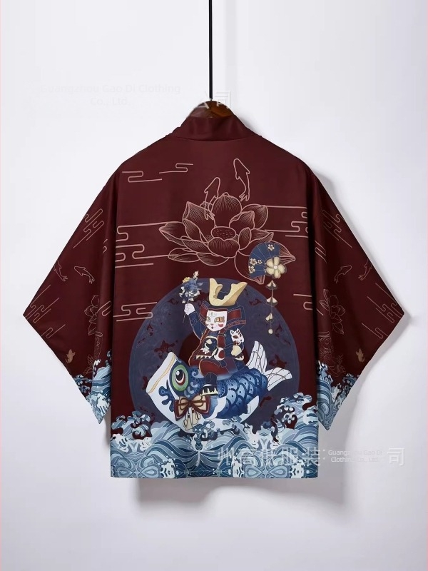 Kimono transfrontalier Amazon 2024, imprimat 3D, cu desene animate japoneze, pentru bărbați și femei, pijamale de vară, model CarDigan