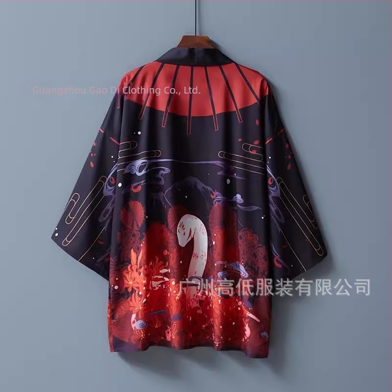 Kimono transfrontalier Amazon 2024, imprimat 3D, cu desene animate japoneze, pentru bărbați și femei, pijamale de vară, model CarDigan