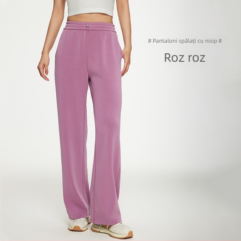 Pantaloni de trening pentru femei Lanjing, din material modal de primăvară și toamnă, în stil coreean, pantaloni de slăbire, cu senzație de piele, călduroase și goale, cu depozitare a căldurii, cu picior larg