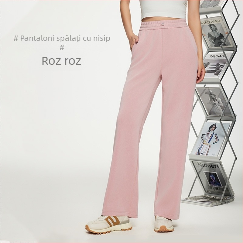 Pantaloni de trening pentru femei Lanjing, din material modal de primăvară și toamnă, în stil coreean, pantaloni de slăbire, cu senzație de piele, călduroase și goale, cu depozitare a căldurii, cu picior larg