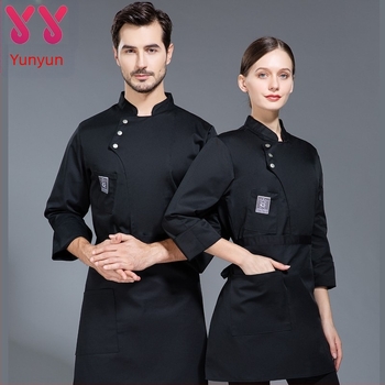 Costum de bucătărie pentru bărbați, cu mânecă lungă, de toamnă, pentru hotel, pentru catering și copt, haine de lucru pentru bucătari, haine îngroșate pentru cantină, femei, extra mari