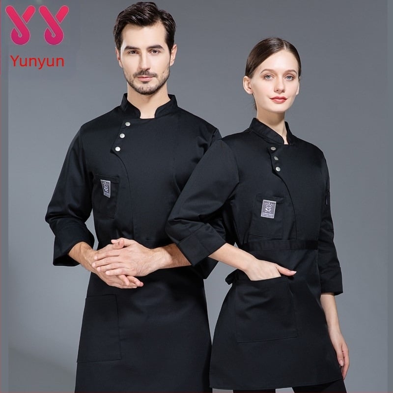 Costum de bucătărie pentru bărbați, cu mânecă lungă, de toamnă, pentru hotel, pentru catering și copt, haine de lucru pentru bucătari, haine îngroșate pentru cantină, femei, extra mari