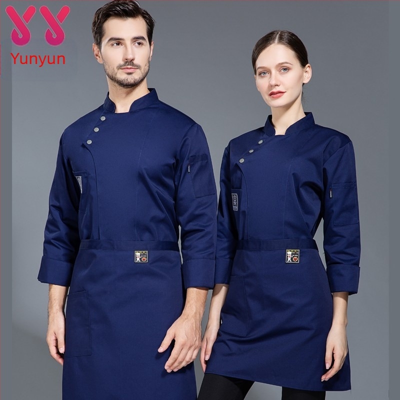 Costum de bucătărie pentru bărbați, cu mânecă lungă, de toamnă, pentru hotel, pentru catering și copt, haine de lucru pentru bucătari, haine îngroșate pentru cantină, femei, extra mari