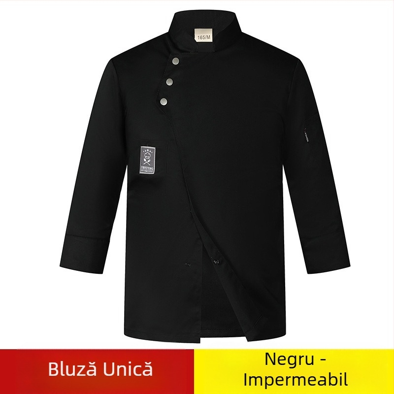 Costum de bucătărie pentru bărbați, cu mânecă lungă, de toamnă, pentru hotel, pentru catering și copt, haine de lucru pentru bucătari, haine îngroșate pentru cantină, femei, extra mari
