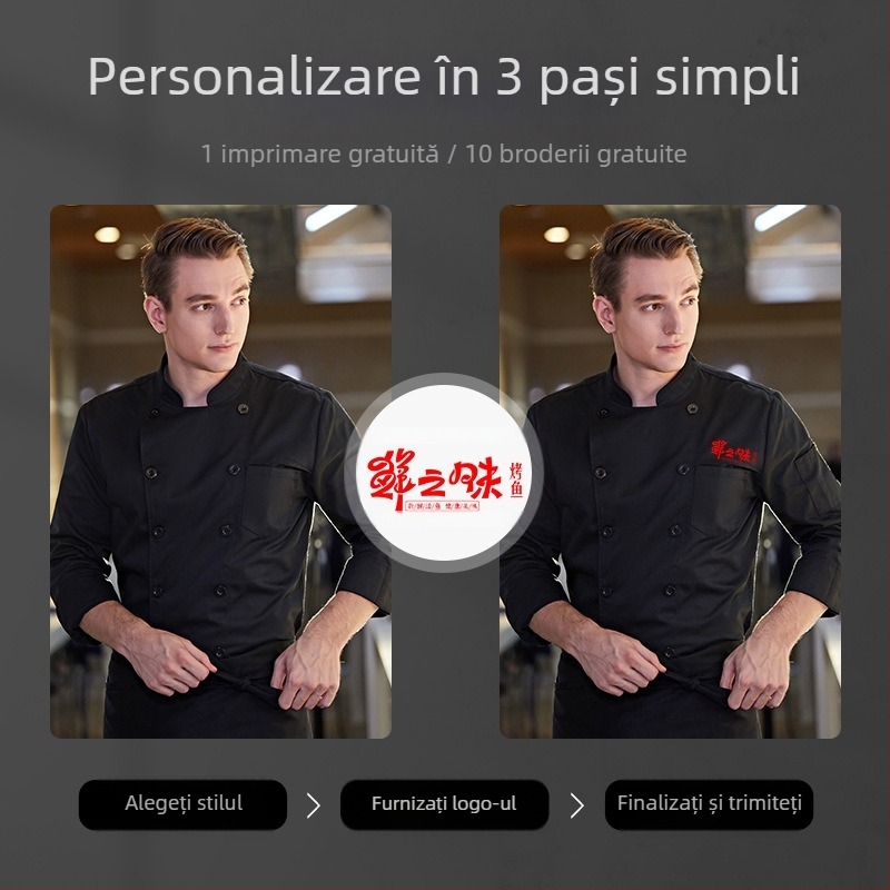 Adăugați îngrășământ pentru a mări salopeta de bucătar de toamnă și de iarnă, cu mânecă lungă groasă, pentru catering, dimensiune extra mare, 300 kg, iarnă