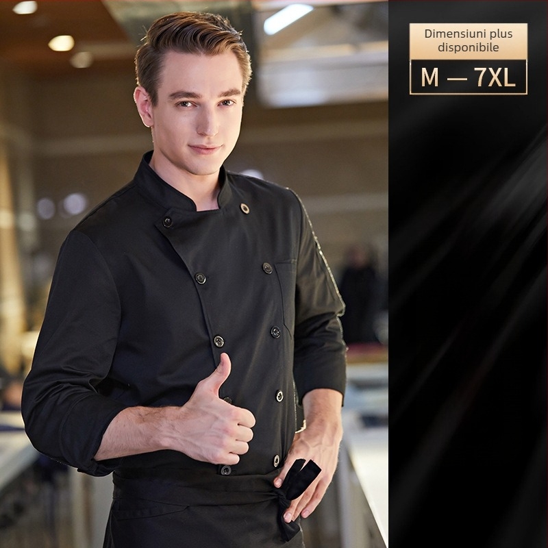 Adăugați îngrășământ pentru a mări salopeta de bucătar de toamnă și de iarnă, cu mânecă lungă groasă, pentru catering, dimensiune extra mare, 300 kg, iarnă