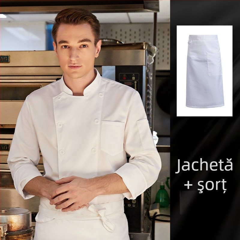 Adăugați îngrășământ pentru a mări salopeta de bucătar de toamnă și de iarnă, cu mânecă lungă groasă, pentru catering, dimensiune extra mare, 300 kg, iarnă