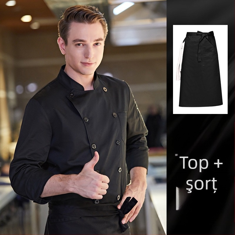 Adăugați îngrășământ pentru a mări salopeta de bucătar de toamnă și de iarnă, cu mânecă lungă groasă, pentru catering, dimensiune extra mare, 300 kg, iarnă