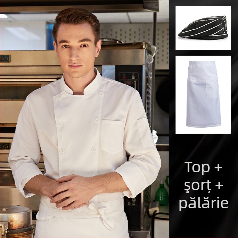 Adăugați îngrășământ pentru a mări salopeta de bucătar de toamnă și de iarnă, cu mânecă lungă groasă, pentru catering, dimensiune extra mare, 300 kg, iarnă