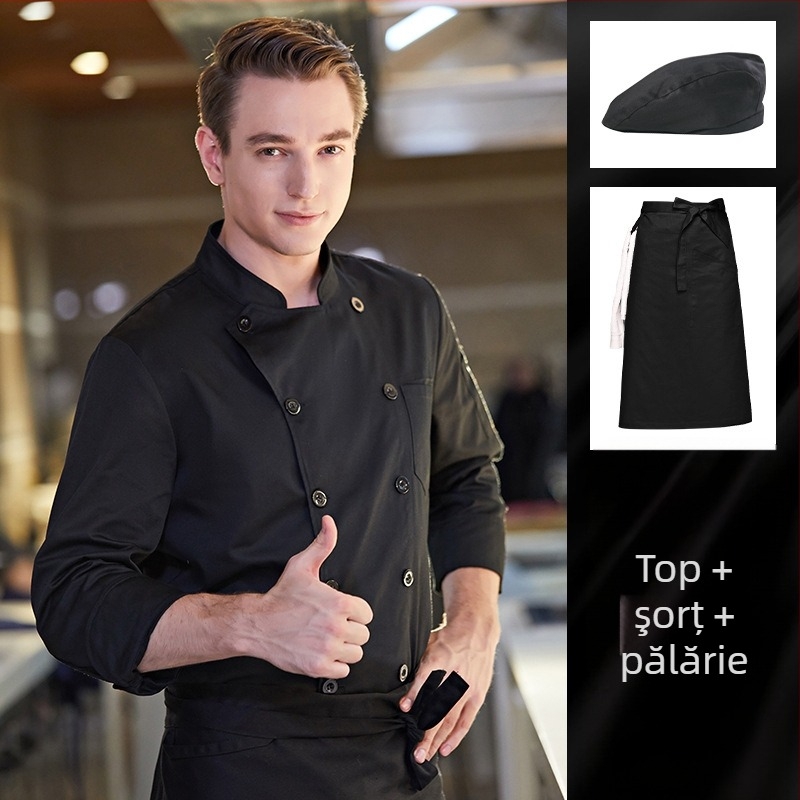 Adăugați îngrășământ pentru a mări salopeta de bucătar de toamnă și de iarnă, cu mânecă lungă groasă, pentru catering, dimensiune extra mare, 300 kg, iarnă