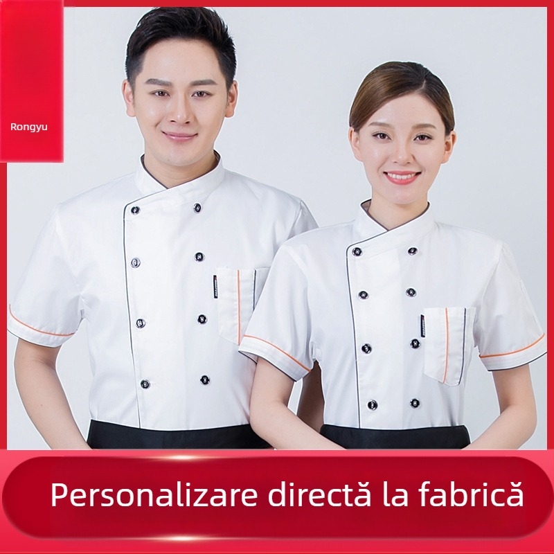 Haine de bucătar pentru catering, cu mânecă scurtă, pentru bărbați și femei, pentru restaurant, hotel, bucătărie, bucătărie, haine de lucru pentru bucătar, haine de vară