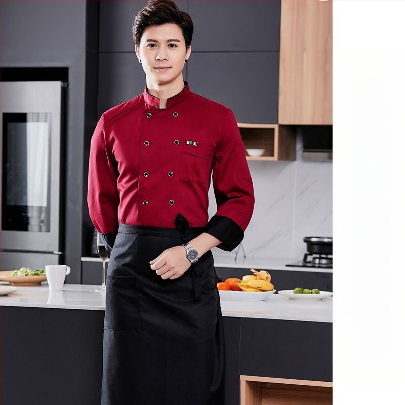 Haine de lucru pentru bucătar pentru bărbați, toamnă și iarnă, mâncare occidentală pentru hotel, îngroșate, cu mânecă lungă pentru bucătărie, haine de bucătar de vară, haine de bucătar cu mânecă scurtă