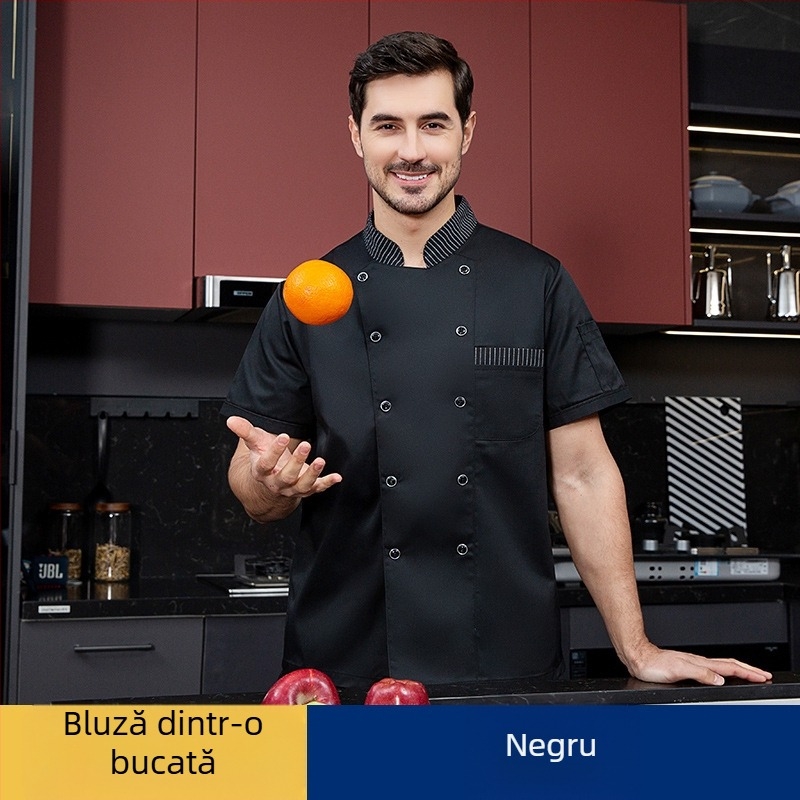 Uniformă de bucătar cu mânecă scurtă de vară, respirabilă, din plasă, pentru lucru, subțire, pentru bucătărie, îmbrăcăminte de bucătărie occidentală, pentru restaurant, haine de bucătărie