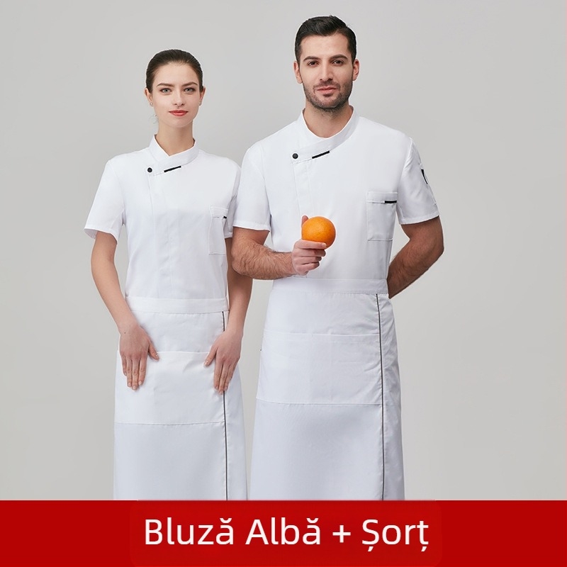 Set de lucru pentru catering, bucătar, haine de lucru pentru bărbați, cu mânecă trei sferturi, vară, hotel, restaurant, restaurant occidental, spate, bucătărie