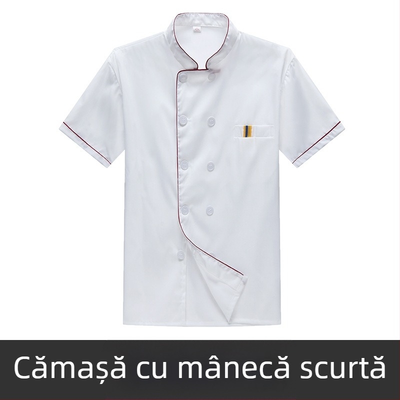 Îmbrăcăminte de lucru pentru bucătar, îmbrăcăminte de catering respirabilă cu mânecă scurtă, de vară, cu mânecă lungă, pentru cantină, bucătărie, mărime mare