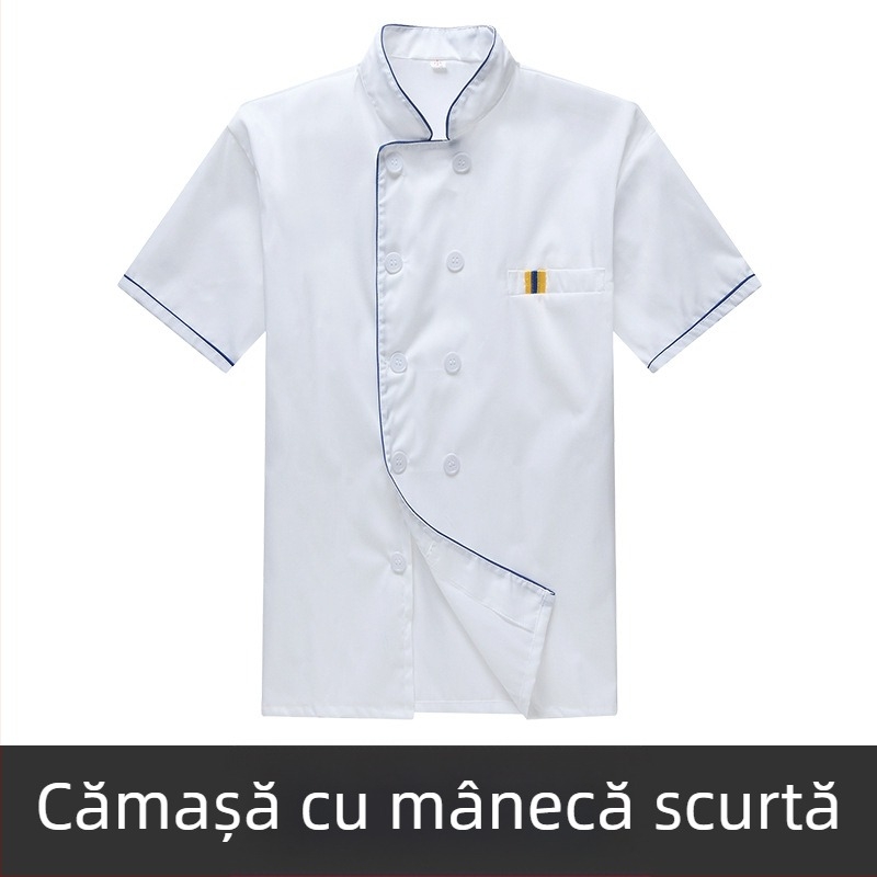 Îmbrăcăminte de lucru pentru bucătar, îmbrăcăminte de catering respirabilă cu mânecă scurtă, de vară, cu mânecă lungă, pentru cantină, bucătărie, mărime mare