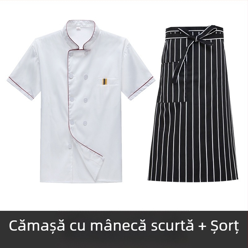 Îmbrăcăminte de lucru pentru bucătar, îmbrăcăminte de catering respirabilă cu mânecă scurtă, de vară, cu mânecă lungă, pentru cantină, bucătărie, mărime mare